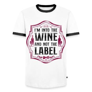 Dégustation de vin de sommelier - T-shirt contrasté Homme - blanc/noir - Devant - AI Model Female 172 light (172cm) & AI Model Male 178 dark (178cm)