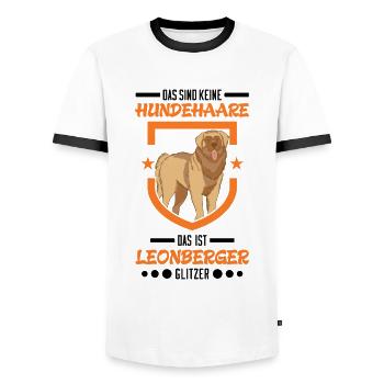Leonberger Glitzer - Männer Kontrast-T-Shirt - Weiß/Schwarz - Vorne - AI Model Female 172 light (172cm) & AI Model Male 178 dark (178cm)
