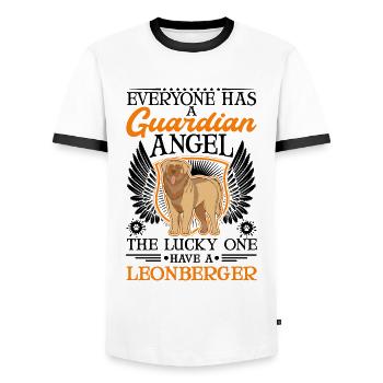 Leonberger Guardian Angel - Men's Ringer Shirt - white/black - Front - AI Model Female 172 light (172cm) & AI Model Male 178 dark (178cm)