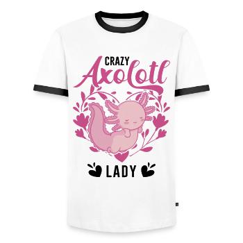 Crazy Axolotl lady tail lurch axolotl girl - Men's Ringer Shirt - white/black - Front - AI Model Female 172 light (172cm) & AI Model Male 178 dark (178cm)