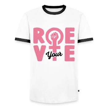 Roe deine Stimme - Männer Kontrast-T-Shirt - Weiß/Schwarz - Vorne - AI Model Female 172 light (172cm) & AI Model Male 178 dark (178cm)
