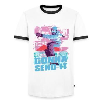Werde Es Für Snowboarder Schicken - Männer Kontrast-T-Shirt - Weiß/Schwarz - Vorne - AI Model Female 172 light (172cm) & AI Model Male 178 dark (178cm)