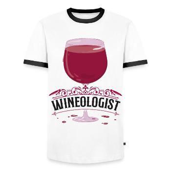 Sommelier Wine Drinking Tasting - Männer Kontrast-T-Shirt - Weiß/Schwarz - Vorne - AI Model Female 172 light (172cm) & AI Model Male 178 dark (178cm)