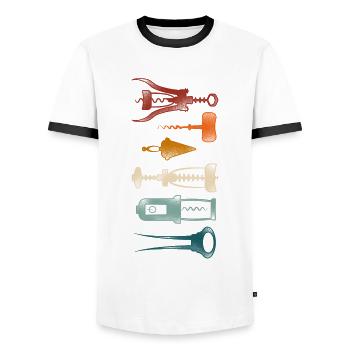 Sommelier Wine Drinking Tasting - Männer Kontrast-T-Shirt - Weiß/Schwarz - Vorne - AI Model Female 172 light (172cm) & AI Model Male 178 dark (178cm)