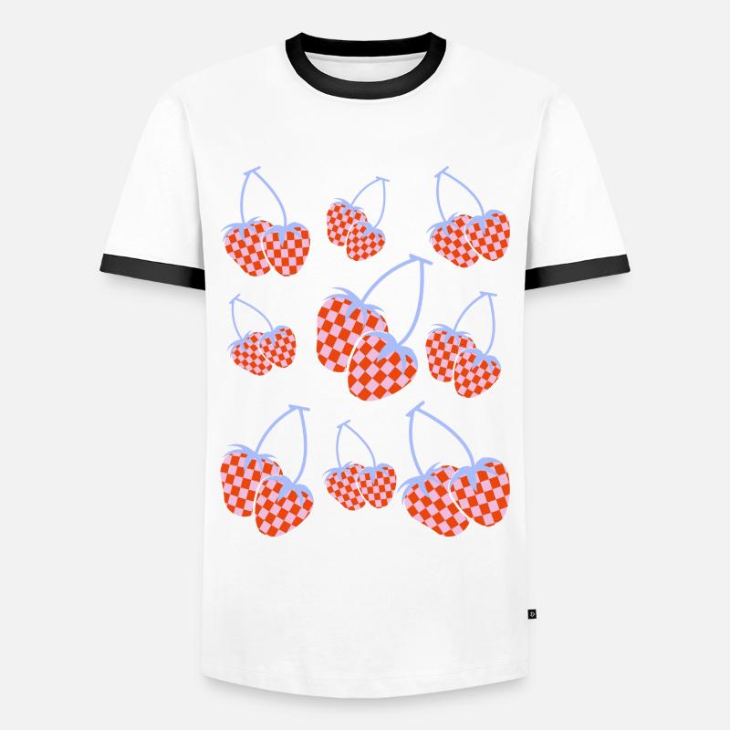 Danish Pastel Aesthetics Strawberry Pattern - Men's Ringer Shirt - white/black