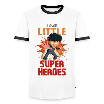 Kindergarten teacher raises little superheroes - Men's Ringer Shirt - white/black - Front - AI Model Female 172 light (172cm) & AI Model Male 178 dark (178cm)