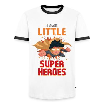 Kindergarten teacher raises little superheroes - Men's Ringer Shirt - white/black - Front - AI Model Female 172 light (172cm) & AI Model Male 178 dark (178cm)