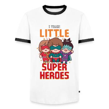 Kindergarten teacher raises little superheroes - Men's Ringer Shirt - white/black - Front - AI Model Female 172 light (172cm) & AI Model Male 178 dark (178cm)