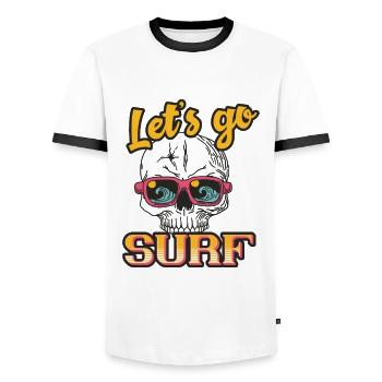 Surfen - Männer Kontrast-T-Shirt - Weiß/Schwarz - Vorne - AI Model Female 172 light (172cm) & AI Model Male 178 dark (178cm)