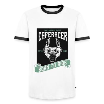 Bikers, motorcyclists - Men's Ringer Shirt - white/black - Front - AI Model Female 172 light (172cm) & AI Model Male 178 dark (178cm)