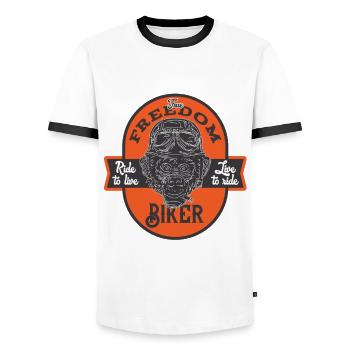 Bikers, motorcyclists - Men's Ringer Shirt - white/black - Front - AI Model Female 172 light (172cm) & AI Model Male 178 dark (178cm)