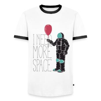 I need more space - Männer Kontrast-T-Shirt - Weiß/Schwarz - Vorne - AI Model Female 172 light (172cm) & AI Model Male 178 dark (178cm)