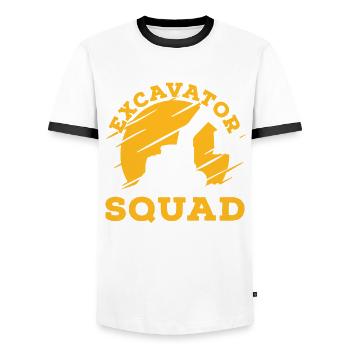 Escouade d’excavatrices pour les conducteurs d’excavatrices - T-shirt contrasté Homme - blanc/noir - Devant - AI Model Female 172 light (172cm) & AI Model Male 178 dark (178cm)