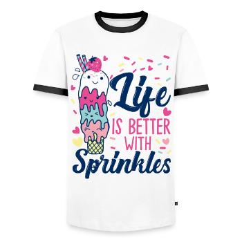 Crème glacée Cone Sundae Life Is - T-shirt contrasté Homme - blanc/noir - Devant - AI Model Female 172 light (172cm) & AI Model Male 178 dark (178cm)