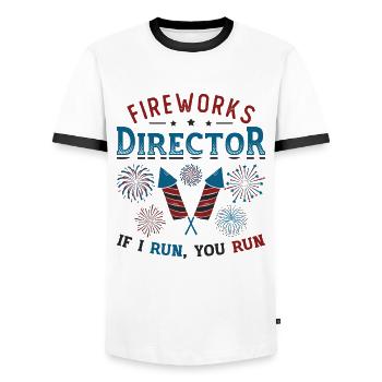 Fireworks Director If I Run You Run - Men's Ringer Shirt - white/black - Front - AI Model Female 172 light (172cm) & AI Model Male 178 dark (178cm)
