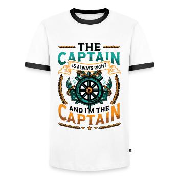 I am the captain I am always right - Men's Ringer Shirt - white/black - Front - AI Model Female 172 light (172cm) & AI Model Male 178 dark (178cm)