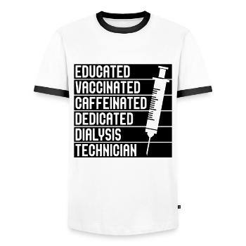 Dialysis Technician Nephrology Dialysis Gift Idea - Men's Ringer Shirt - white/black - Front - AI Model Female 172 light (172cm) & AI Model Male 178 dark (178cm)