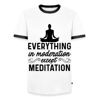 Everything In Moderation Except Meditation Meditat - Männer Kontrast-T-Shirt - Weiß/Schwarz - Vorne - AI Model Female 172 light (172cm) & AI Model Male 178 dark (178cm)