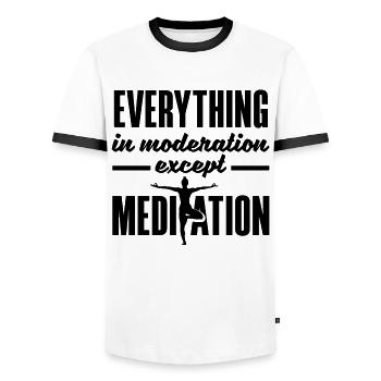 Everything In Moderation Except Meditation Meditat - Männer Kontrast-T-Shirt - Weiß/Schwarz - Vorne - AI Model Female 172 light (172cm) & AI Model Male 178 dark (178cm)