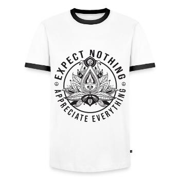 Expect Nothing Appreciate Everything Meditation Me - Männer Kontrast-T-Shirt - Weiß/Schwarz - Vorne - AI Model Female 172 light (172cm) & AI Model Male 178 dark (178cm)