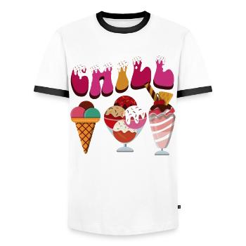 Ice Cream Cone Chill - Männer Kontrast-T-Shirt - Weiß/Schwarz - Vorne - AI Model Female 172 light (172cm) & AI Model Male 178 dark (178cm)
