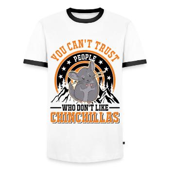 Chinchilla Gift Woolly Mouse Short-tailed Chinchilla - Men's Ringer Shirt - white/black - Front - AI Model Female 172 light (172cm) & AI Model Male 178 dark (178cm)