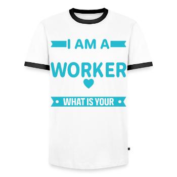 Medical Social Worker What Is Your Superpower - Männer Kontrast-T-Shirt - Weiß/Schwarz - Vorne - AI Model Female 172 light (172cm) & AI Model Male 178 dark (178cm)