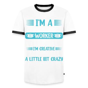 Medical Social Worker Occupation Job Hospital - Men's Ringer Shirt - white/black - Front - AI Model Female 172 light (172cm) & AI Model Male 178 dark (178cm)
