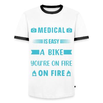 Travailleur social médical Emploi Hôpital - T-shirt contrasté Homme - blanc/noir - Devant - AI Model Female 172 light (172cm) & AI Model Male 178 dark (178cm)