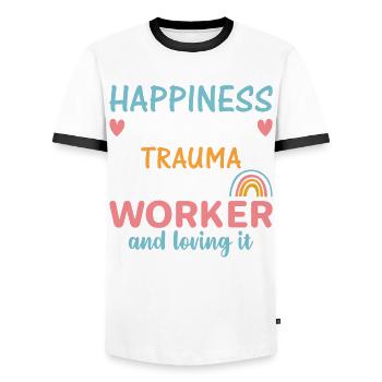 Trauma Travailleur social Profession Emploi Santé mentale - T-shirt contrasté Homme - blanc/noir - Devant - AI Model Female 172 light (172cm) & AI Model Male 178 dark (178cm)