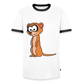 Suricate Comic Animal - T-shirt contrasté Homme - blanc/noir - Devant - AI Model Female 172 light (172cm) & AI Model Male 178 dark (178cm)