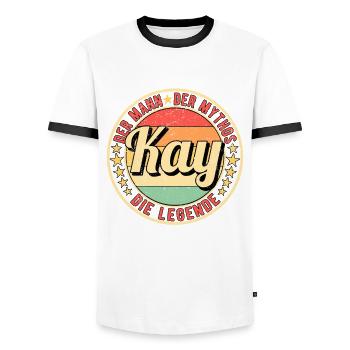Kay Der Mann Der Mythos Die Legende - Männer Kontrast-T-Shirt - Weiß/Schwarz - Vorne - AI Model Female 172 light (172cm) & AI Model Male 178 dark (178cm)