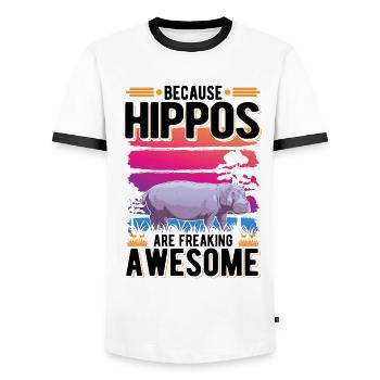 Hippo Gift Hippo Hippo Hippo - Men's Ringer Shirt - white/black - Front - AI Model Female 172 light (172cm) & AI Model Male 178 dark (178cm)
