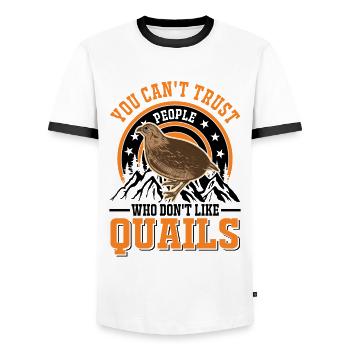 Quail Gift Quail Grower - Men's Ringer Shirt - white/black - Front - AI Model Female 172 light (172cm) & AI Model Male 178 dark (178cm)