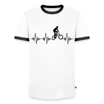 BMX Heartbeat - Men's Ringer Shirt - white/black - Front - AI Model Female 172 light (172cm) & AI Model Male 178 dark (178cm)