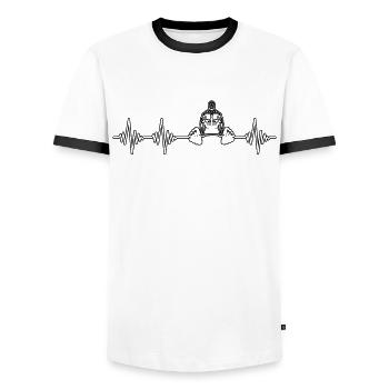 rythme cardiaque de dynamophilie - T-shirt contrasté Homme - blanc/noir - Devant - AI Model Female 172 light (172cm) & AI Model Male 178 dark (178cm)