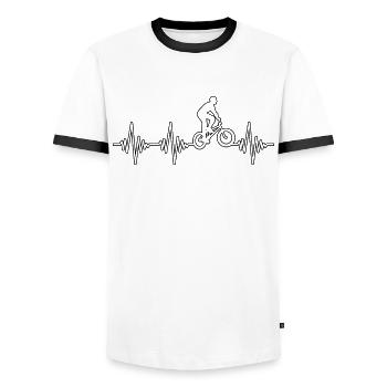 BMX Heartbeat - Men's Ringer Shirt - white/black - Front - AI Model Female 172 light (172cm) & AI Model Male 178 dark (178cm)