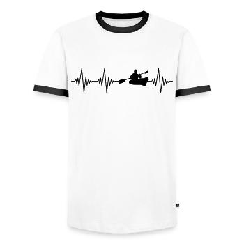 Canoe Kayak Heartbeat - Men's Ringer Shirt - white/black - Front - AI Model Female 172 light (172cm) & AI Model Male 178 dark (178cm)