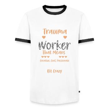 Trauma Travailleur social Profession Emploi Santé mentale - T-shirt contrasté Homme - blanc/noir - Devant - AI Model Female 172 light (172cm) & AI Model Male 178 dark (178cm)