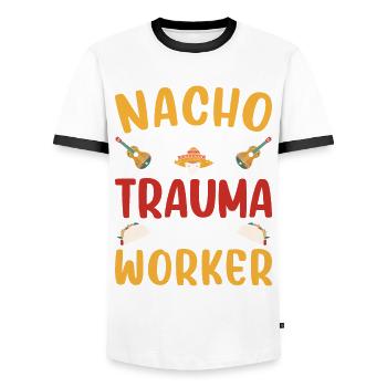 Nacho Average Trauma Social Worker Cinco De Mayo - Men's Ringer Shirt - white/black - Front - AI Model Female 172 light (172cm) & AI Model Male 178 dark (178cm)