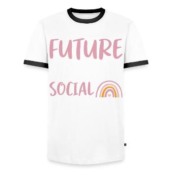 Future Trauma Social Worker Job Mental Health - Men's Ringer Shirt - white/black - Front - AI Model Female 172 light (172cm) & AI Model Male 178 dark (178cm)