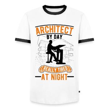 Architect by day really tired at night Architekt - Männer Kontrast-T-Shirt - Weiß/Schwarz - Vorne - AI Model Female 172 light (172cm) & AI Model Male 178 dark (178cm)