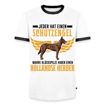 Hollandse Herder Schutzengel Herderdshond - Männer Kontrast-T-Shirt - Weiß/Schwarz - Vorne - AI Model Female 172 light (172cm) & AI Model Male 178 dark (178cm)