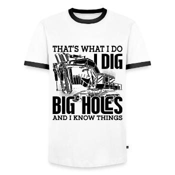 Excavatrice Ouvrier de la construction Conducteur de pelle Idée cadeau - T-shirt contrasté Homme - blanc/noir - Devant - AI Model Female 172 light (172cm) & AI Model Male 178 dark (178cm)