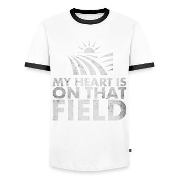 My heart is on this field design for farmer - Men's Ringer Shirt - white/black - Front - AI Model Female 172 light (172cm) & AI Model Male 178 dark (178cm)