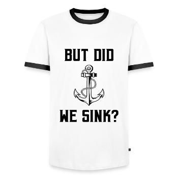 But Did We Sink Sailor Skipper Captain Sailboat Sh - Männer Kontrast-T-Shirt - Weiß/Schwarz - Vorne - AI Model Female 172 light (172cm) & AI Model Male 178 dark (178cm)