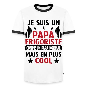 Je suis un Papa Frigoriste Comme un Papa normal - T-shirt contrasté Homme - blanc/noir - Devant - AI Model Female 172 light (172cm) & AI Model Male 178 dark (178cm)