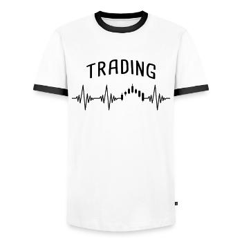 trading heartbeat - Men's Ringer Shirt - white/black - Front - AI Model Female 172 light (172cm) & AI Model Male 178 dark (178cm)