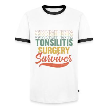 Amygdalite survivante Amygdalectomie - T-shirt contrasté Homme - blanc/noir - Devant - AI Model Female 172 light (172cm) & AI Model Male 178 dark (178cm)