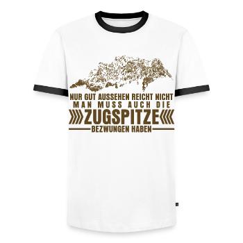 Zugspitze Bersteigen Wandern - Männer Kontrast-T-Shirt - Weiß/Schwarz - Vorne - AI Model Female 172 light (172cm) & AI Model Male 178 dark (178cm)